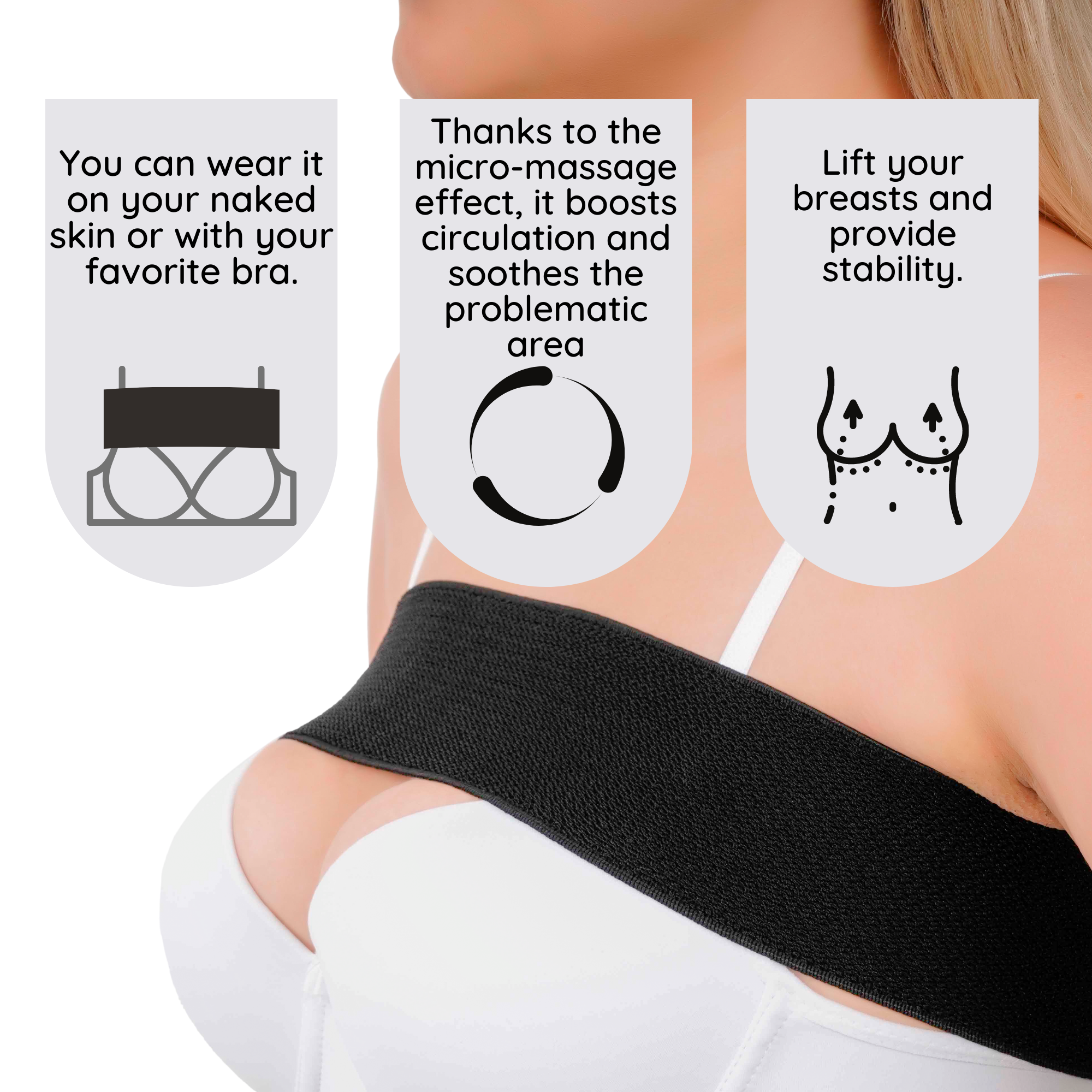Breast Implant Support Band,Implant Stabilizer Band Black Breast Support  Band Implant Stabilizer Band Tried and Trusted 